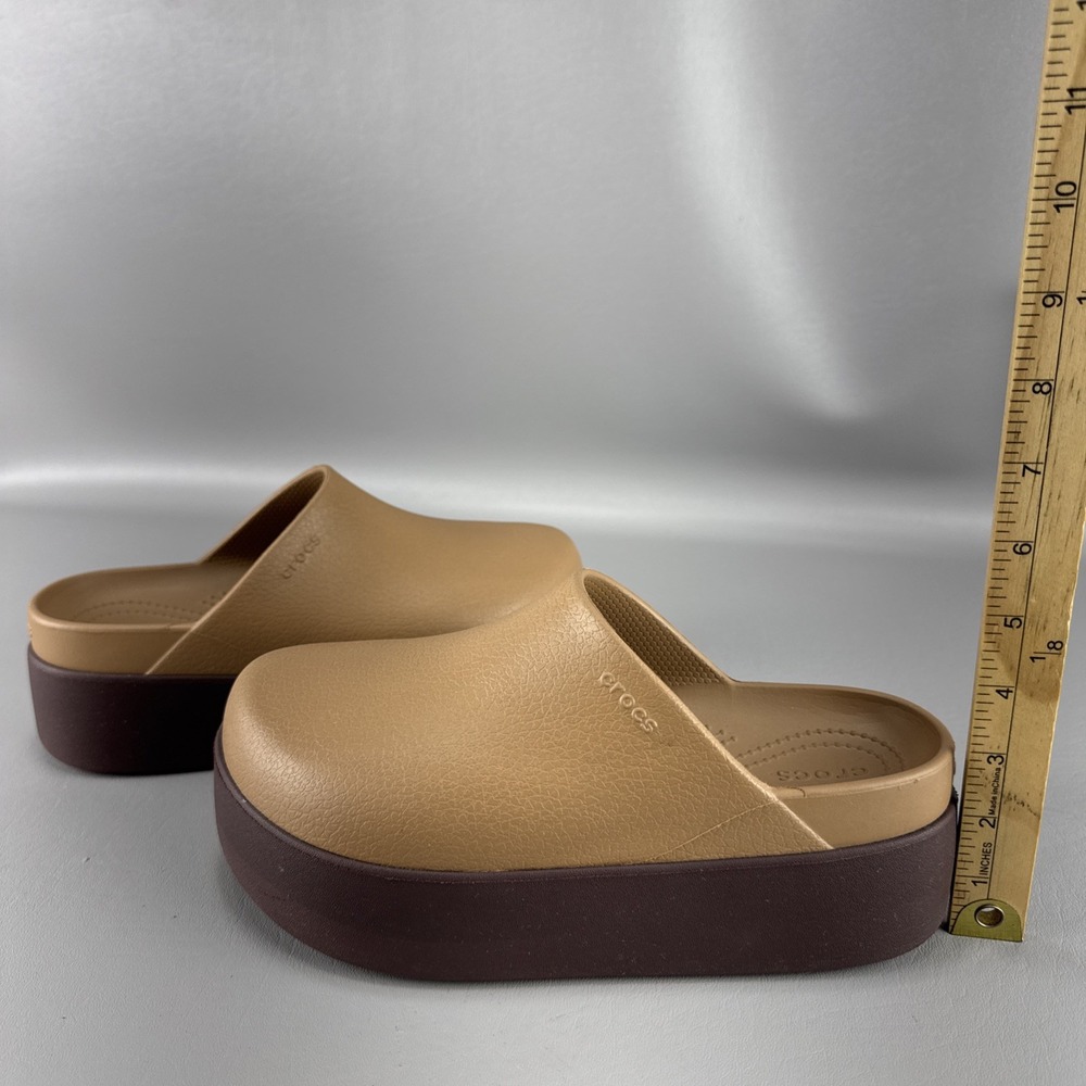 Crocs Dylan Platform Clog Womens 9 Sepia Brown Tan Mule Slip On Chunky Comfort